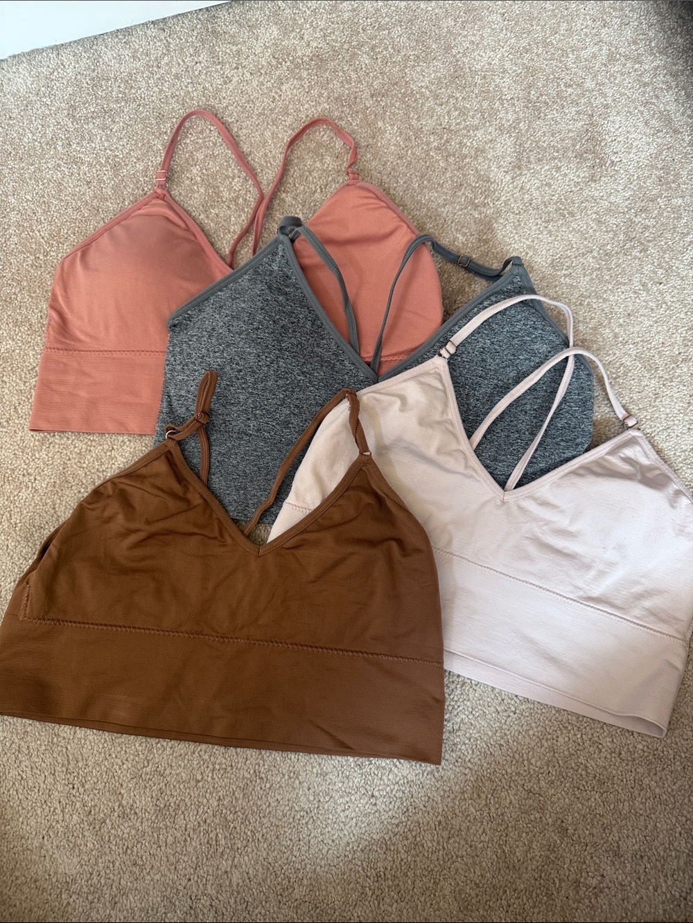 Everyday V-Neck Bralette - Rust, Gray, Blush, Brown